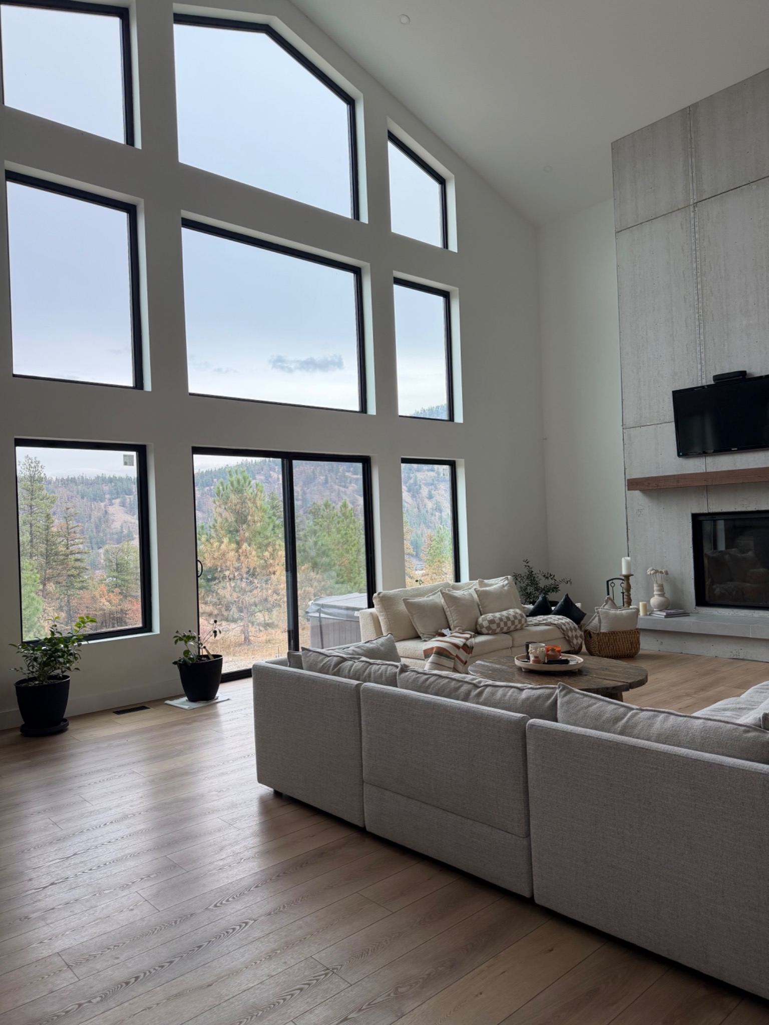 Finished living room with expansive windows in the Garnet Valley home