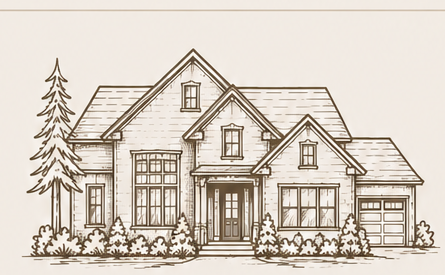 Line drawing of a custom home